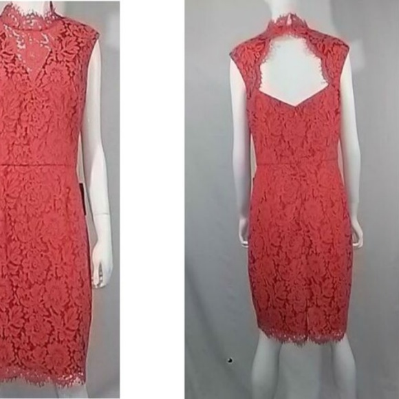 VINCE CAMUTO Open Back Lace Sheath Dress GRENADINE - Picture 3 of 8